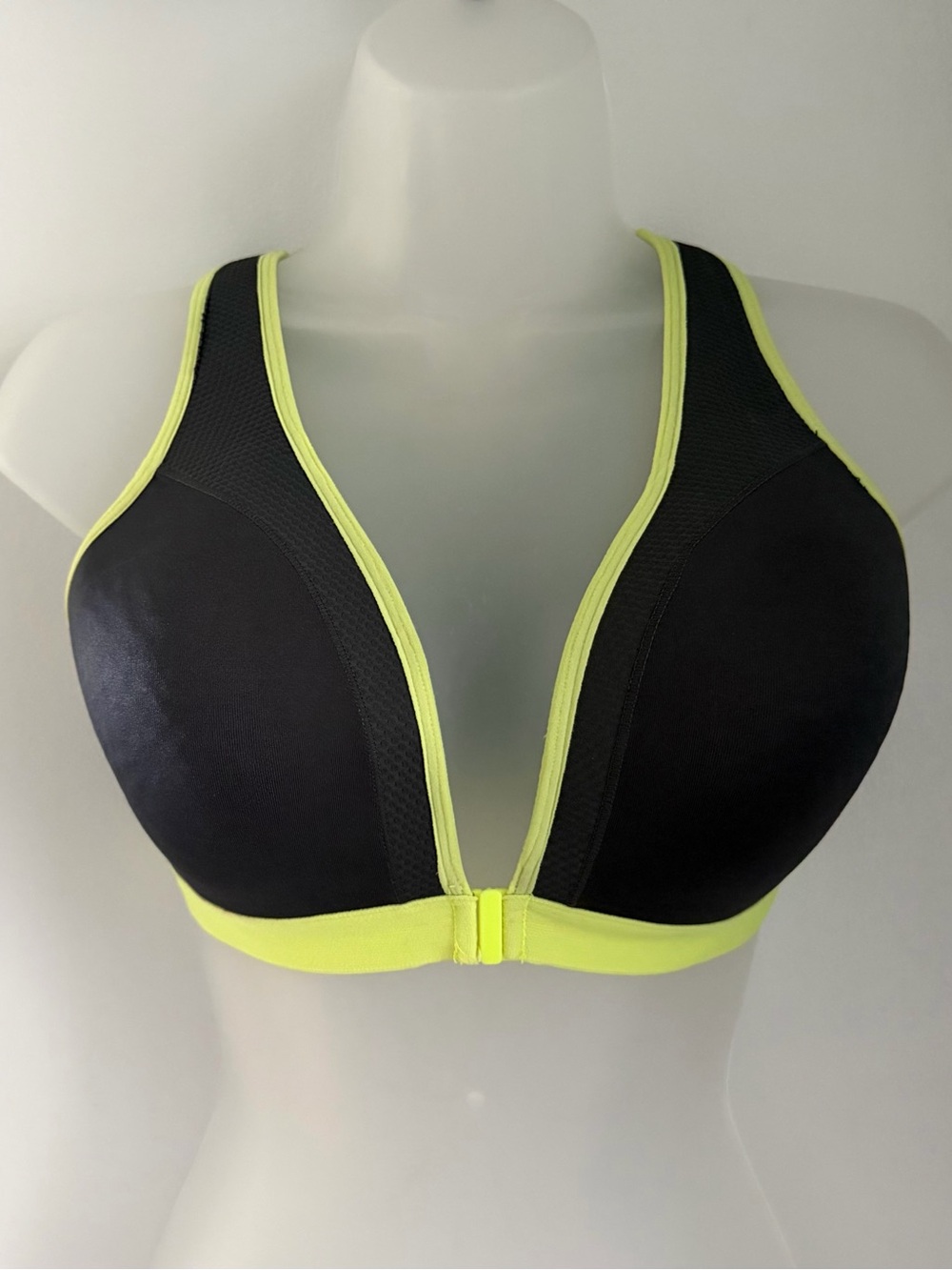 Danskin Now Gray & Lime  Front-Clasp Sports Bra